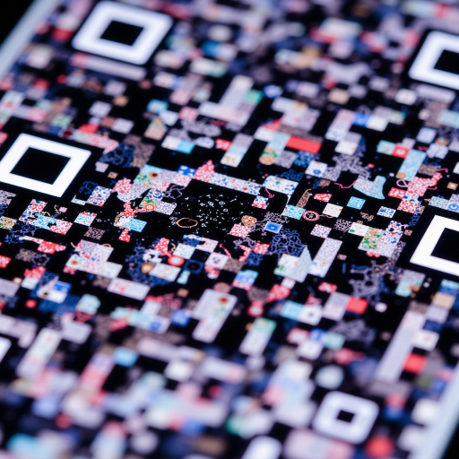 微信小程序二维码，黑色边框正方形，中间有购物袋图标，周围有装饰性图案